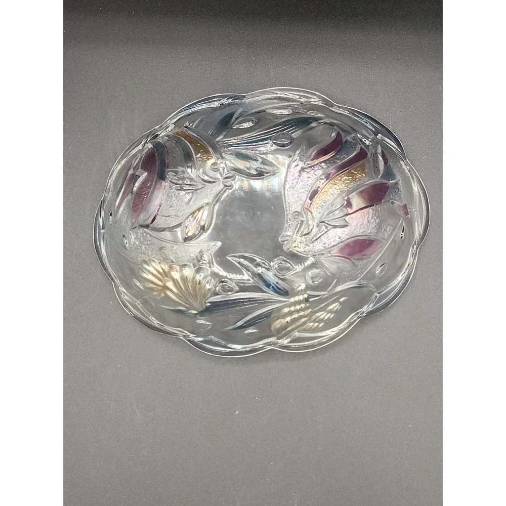 Mikasa Savoir‎ Vivre Largo Tropical Fish Oval Bowl Frosted Multicolor Scalloped